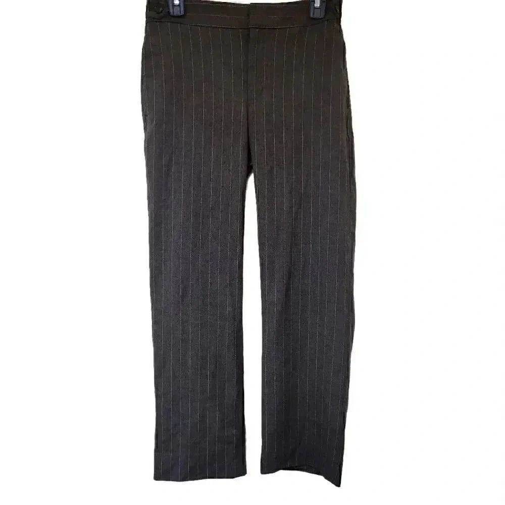 Banana Republic Women's Gray Poly/Rayon/Spandex Pinestripe Wide Leg Trousers